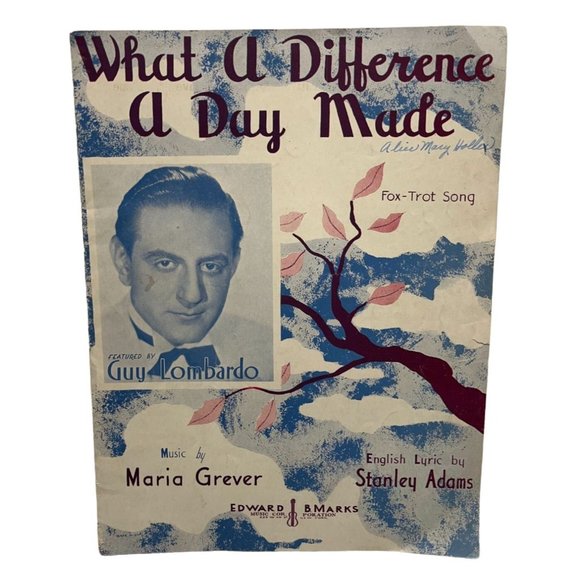 What A Difference A Day Makes Vintage Sheet Music 1934 Guy Lombardo Fox Trot - Picture 1 of 4